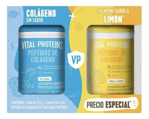 Set Suplemento Alimenticio Vital Proteins Na 1 Colágeno Natural/limón