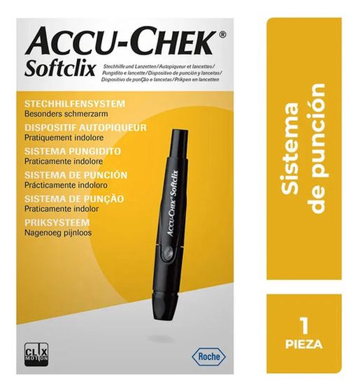 Dispositivo De Punción Accu-chek Softclix Kit - Caja Con 1 Puncionador + 25 Lancetas Softclix Negro