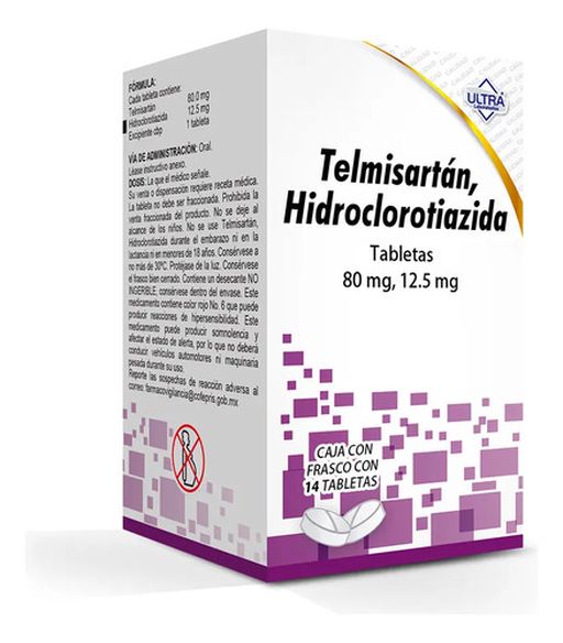 Telmisartán/hidroclorotiazida Tabletas 80 Mg/12,5 Mg, 14 Tabletas