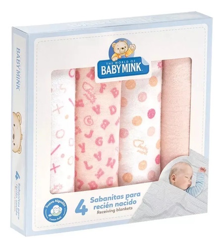 Baby Mink Sabanas Recien Nacido De 4 Piezas Rosa Claro