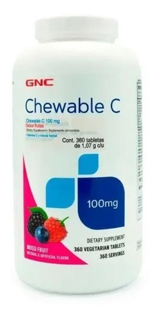Gnc Vitamina C 100 Mg Frutas Mixtas 360 Tabletas Masticables Frutas Mixtas