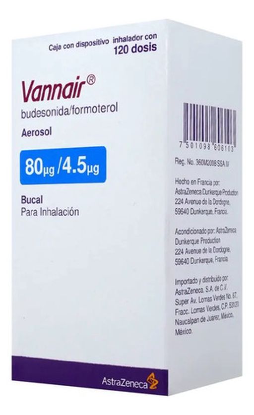 Vannair Suspensión En Aerosol 80 Mcg/4,5 Mcg, 1 Frasco 120 Dosis